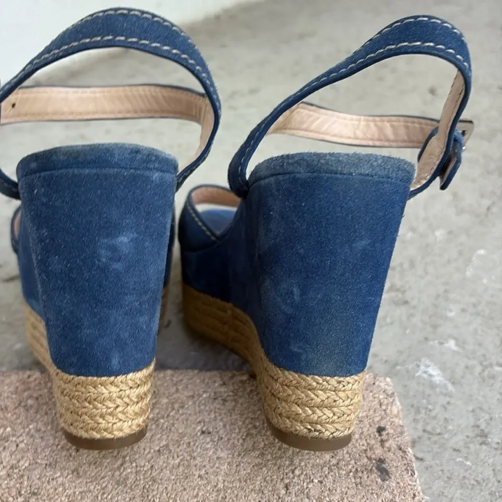 Prada suede and rope wedges